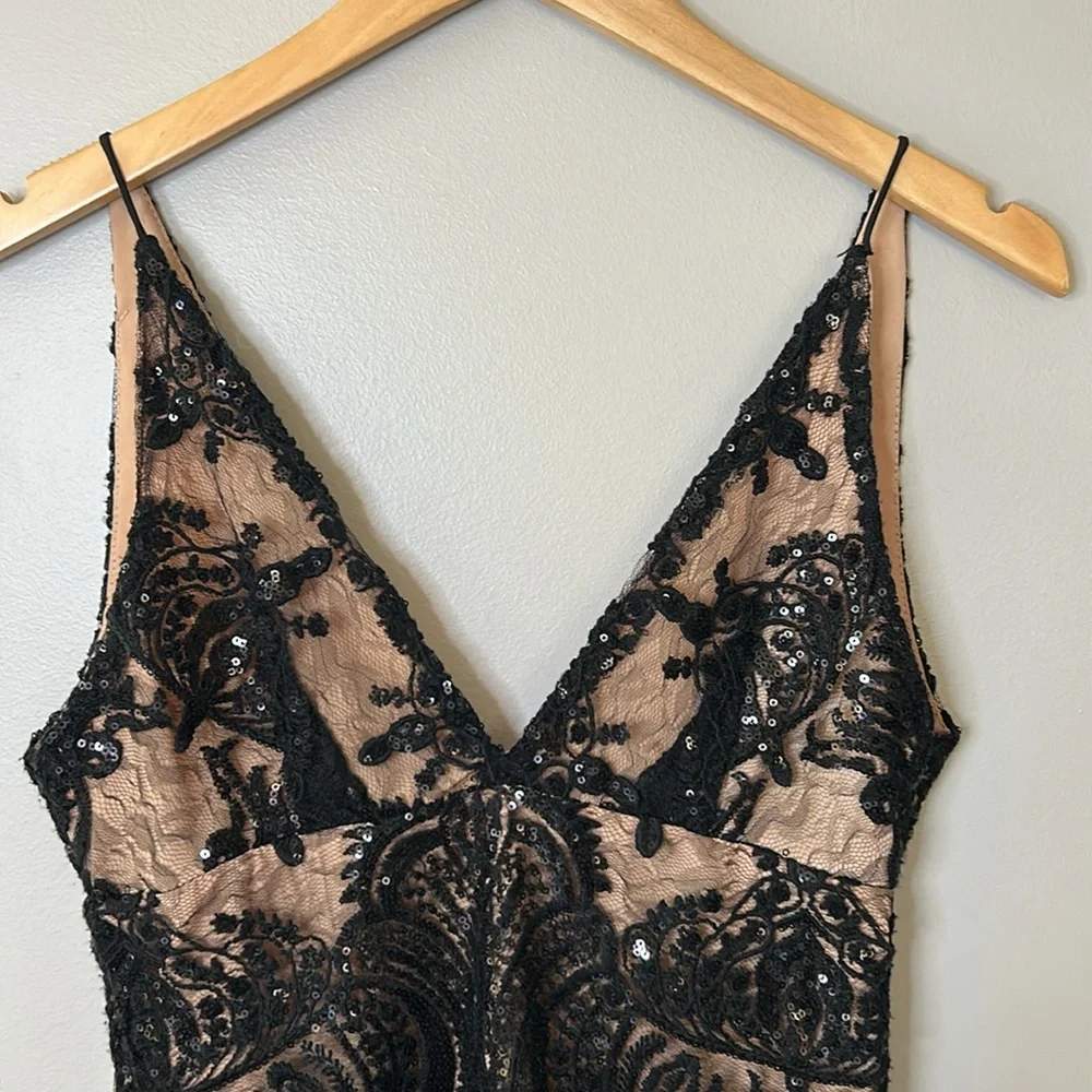 Free People Night Shimmer Sequin Lace Mini Dress Size‎ 0 Black Homecoming